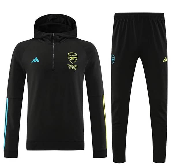 23/24 Arsenal  Black Hoodie Half Zipper Jacket+ Pants - Image 8