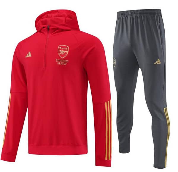 23/24 Arsenal Red Hoodie Half Zipper Jacket+ Pants