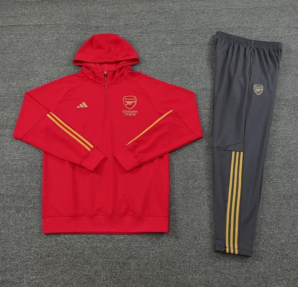 23/24 Arsenal Red Hoodie Half Zipper Jacket+ Pants - Image 6