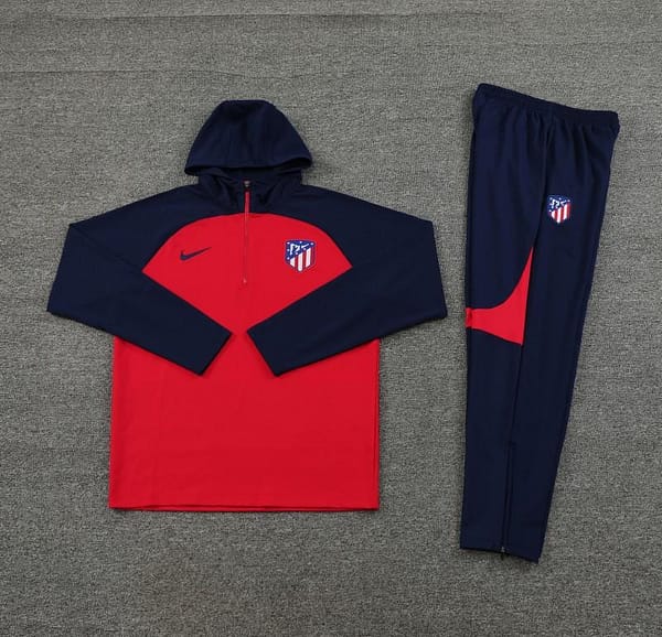 23/24 Atletico Madrid Red/Navy Half Zipper Jacket+ Pants - Image 4