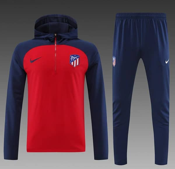 23/24 Atletico Madrid Red/Navy Half Zipper Jacket+ Pants - Image 8