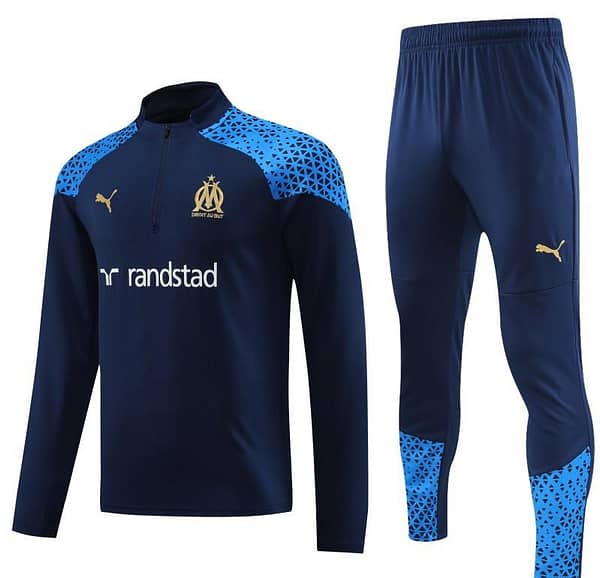 23/24 Olympique Marseille Navy Half Zipper Jacket+ Pants