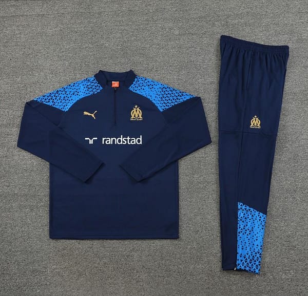 23/24 Olympique Marseille Navy Half Zipper Jacket+ Pants - Image 6