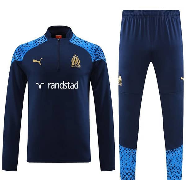 23/24 Olympique Marseille Navy Half Zipper Jacket+ Pants - Image 7