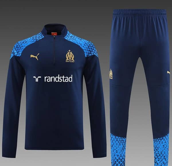 23/24 Olympique Marseille Navy Half Zipper Jacket+ Pants - Image 8