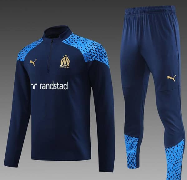23/24 Olympique Marseille Navy Half Zipper Jacket+ Pants - Image 9