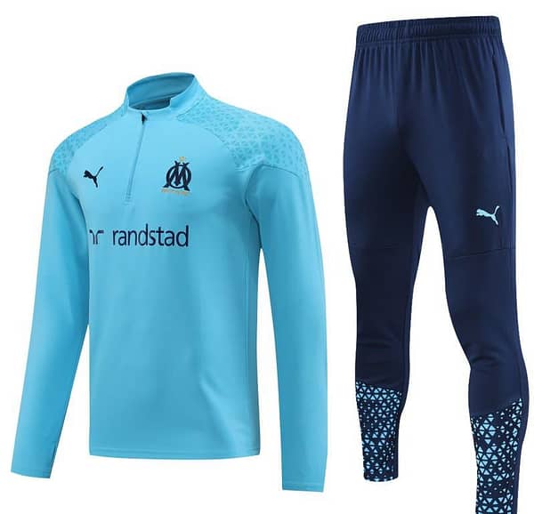 23/24 Olympique Marseille Blue Half Zipper Jacket+ Pants