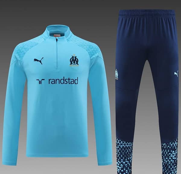23/24 Olympique Marseille Blue Half Zipper Jacket+ Pants - Image 7