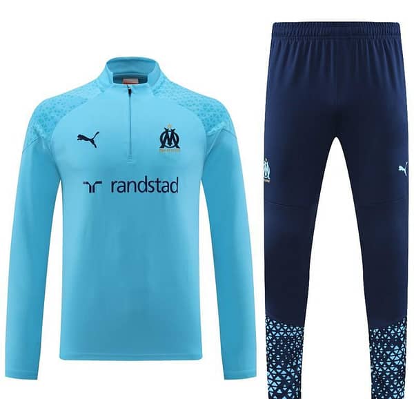 23/24 Olympique Marseille Blue Half Zipper Jacket+ Pants - Image 8