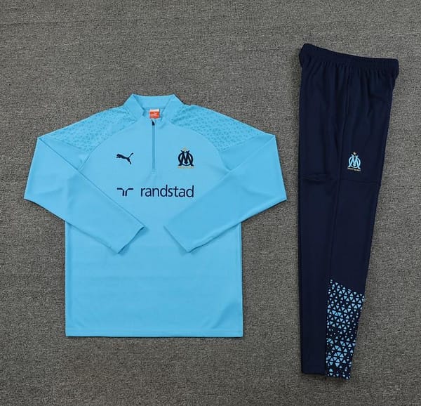 23/24 Olympique Marseille Blue Half Zipper Jacket+ Pants - Image 10