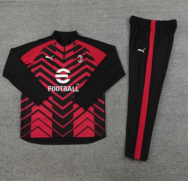 23/24 AC Milan Red Black Half Zipper Jacket+ Pants - Image 5