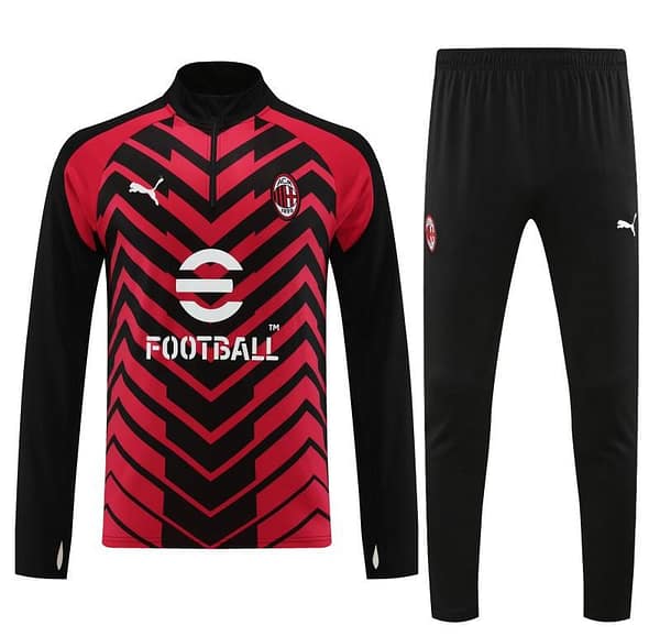 23/24 AC Milan Red Black Half Zipper Jacket+ Pants - Image 10