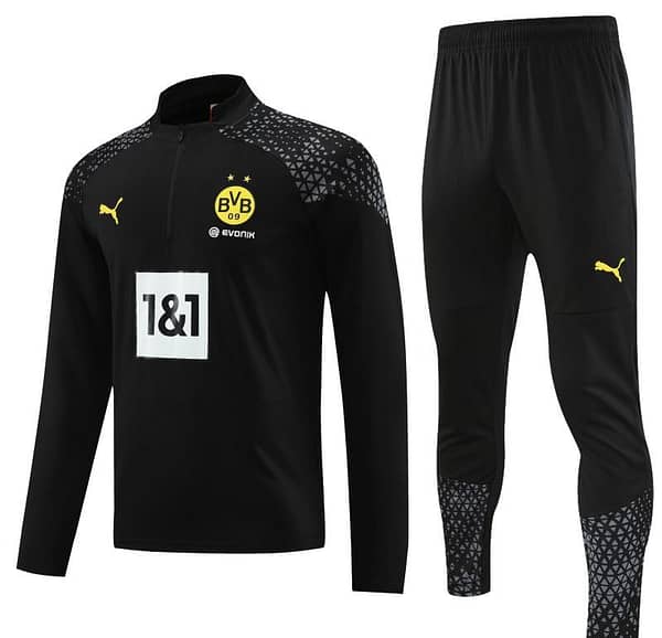 23/24 Borussia Dortmund Black Half Zipper Jacket+ Pants