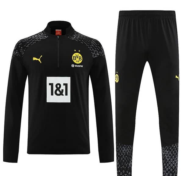 23/24 Borussia Dortmund Black Half Zipper Jacket+ Pants - Image 11