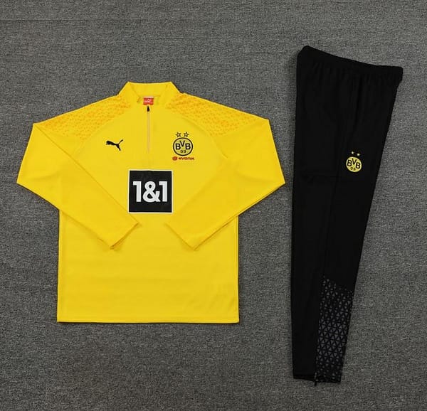 23/24 Borussia Dortmund Yellow Half Zipper Jacket+ Pants - Image 4
