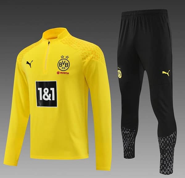 23/24 Borussia Dortmund Yellow Half Zipper Jacket+ Pants - Image 7
