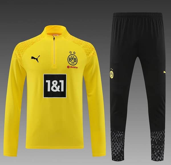 23/24 Borussia Dortmund Yellow Half Zipper Jacket+ Pants - Image 8