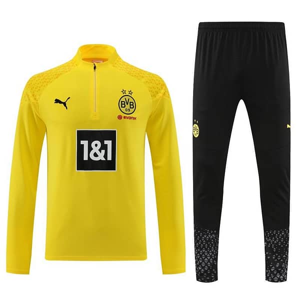 23/24 Borussia Dortmund Yellow Half Zipper Jacket+ Pants - Image 9