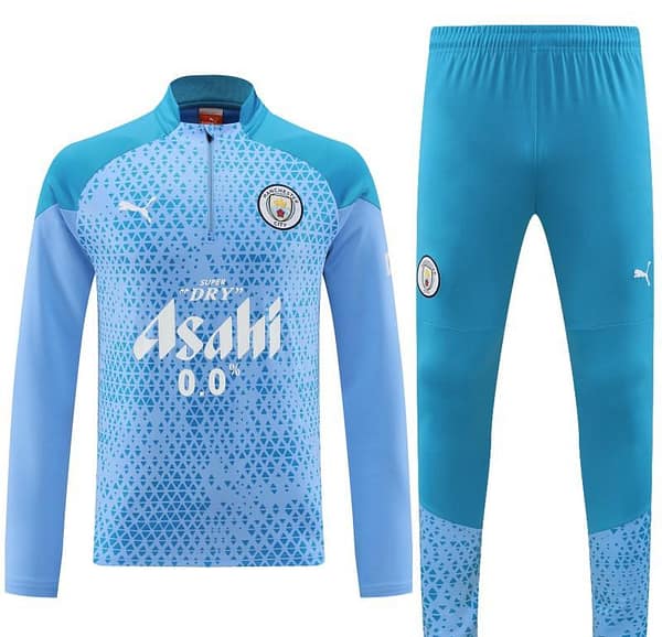 23/24 Manchester City Blue Mixed Color Half Zipper Jacket+ Pants