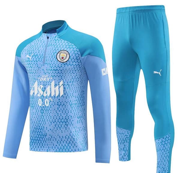 23/24 Manchester City Blue Mixed Color Half Zipper Jacket+ Pants - Image 8