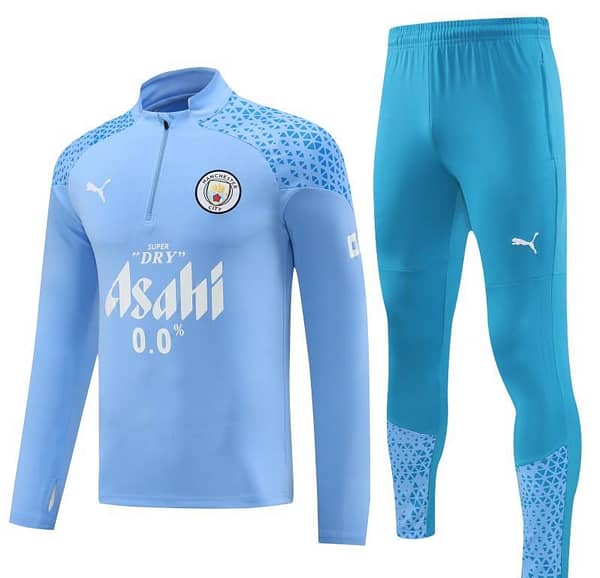 23/24 Manchester City Blue Half Zipper Jacket+ Pants - Image 8