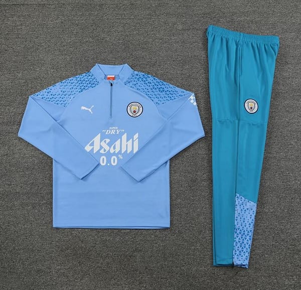 23/24 Manchester City Blue Half Zipper Jacket+ Pants - Image 9
