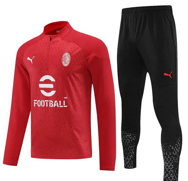 23/24 AC Milan Red Half Zipper Jacket+ Pants - Image 7
