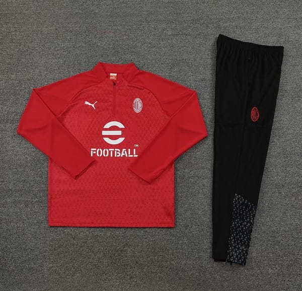 23/24 AC Milan Red Half Zipper Jacket+ Pants - Image 8