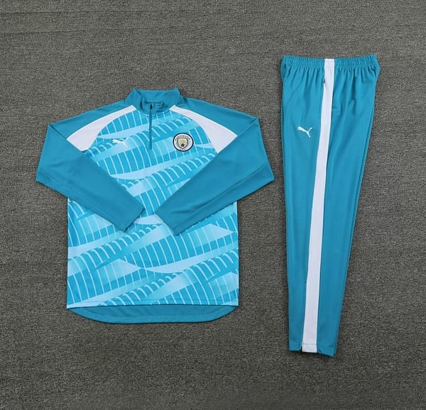 23/24 Manchester City Blue White Half Zipper Jacket+ Pants - Image 2