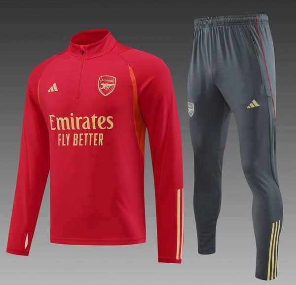 23/24 Arsenal Red Half Zipper Jacket+ Pants - Image 4