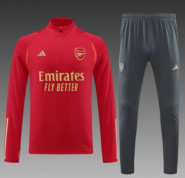 23/24 Arsenal Red Half Zipper Jacket+ Pants - Image 5