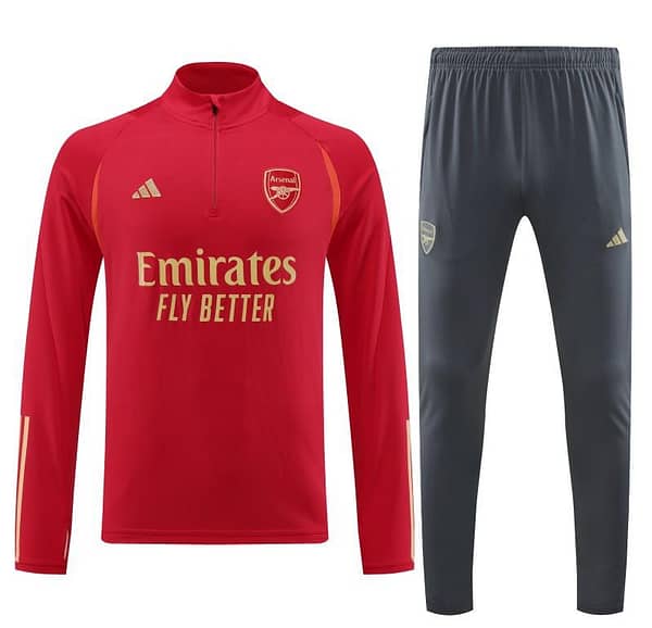 23/24 Arsenal Red Half Zipper Jacket+ Pants - Image 6