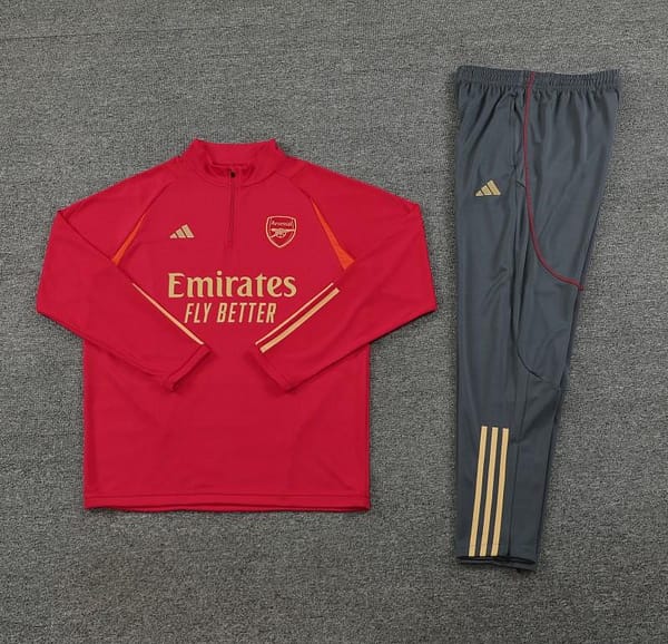 23/24 Arsenal Red Half Zipper Jacket+ Pants - Image 7