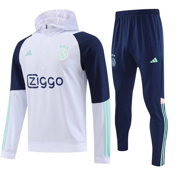 23/24 Ajax White Hoodie Full Zipper Jacket+Pants