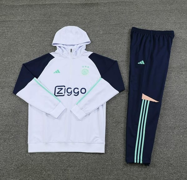 23/24 Ajax White Hoodie Full Zipper Jacket+Pants - Image 4