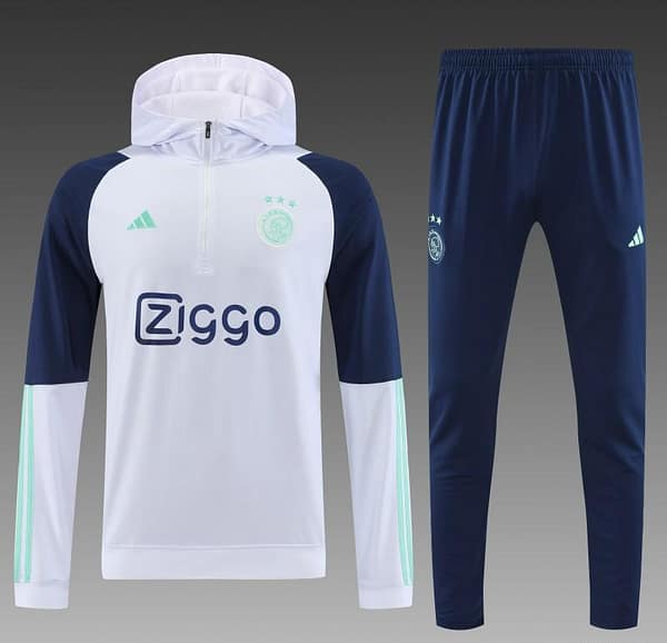 23/24 Ajax White Hoodie Full Zipper Jacket+Pants - Image 11