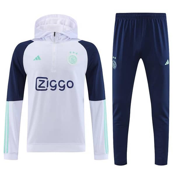 23/24 Ajax White Hoodie Full Zipper Jacket+Pants - Image 12