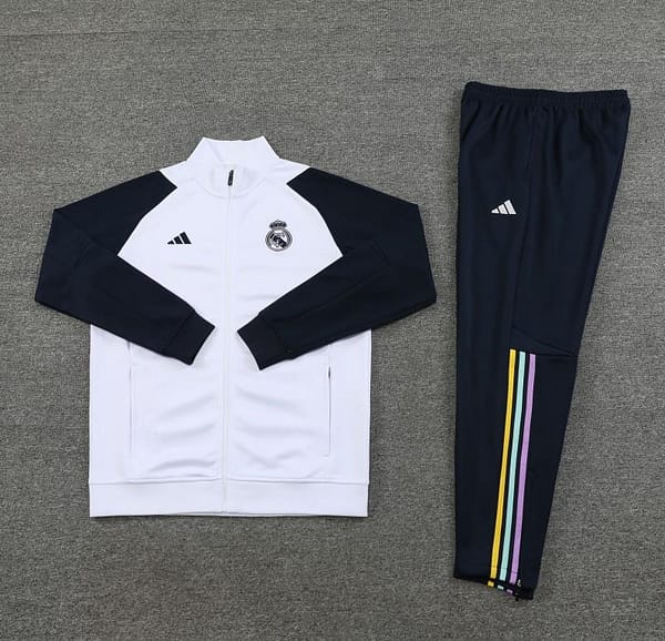 23/24 Real Madrid White Full Zipper Jacket+Pants - Image 5