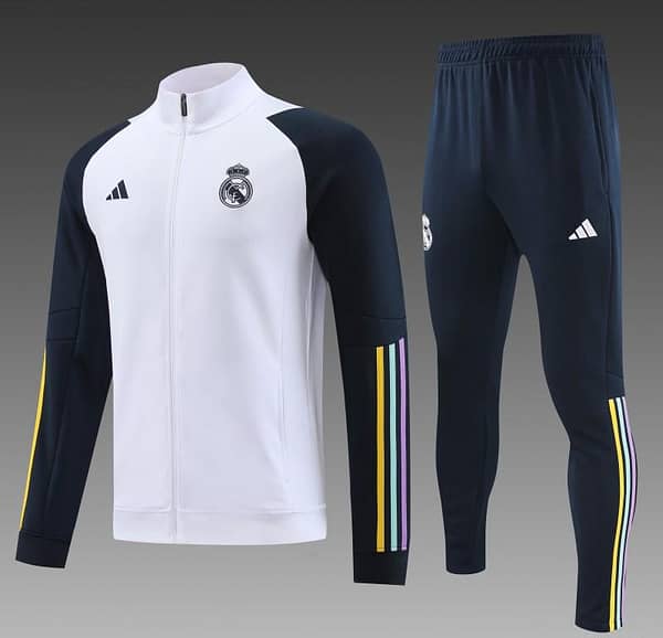 23/24 Real Madrid White Full Zipper Jacket+Pants - Image 10