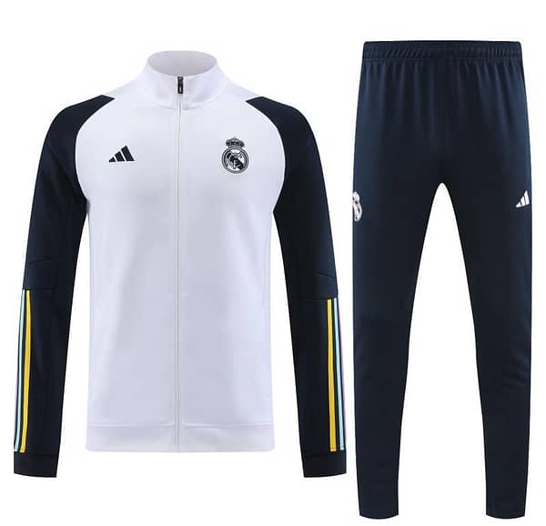 23/24 Real Madrid White Full Zipper Jacket+Pants - Image 12