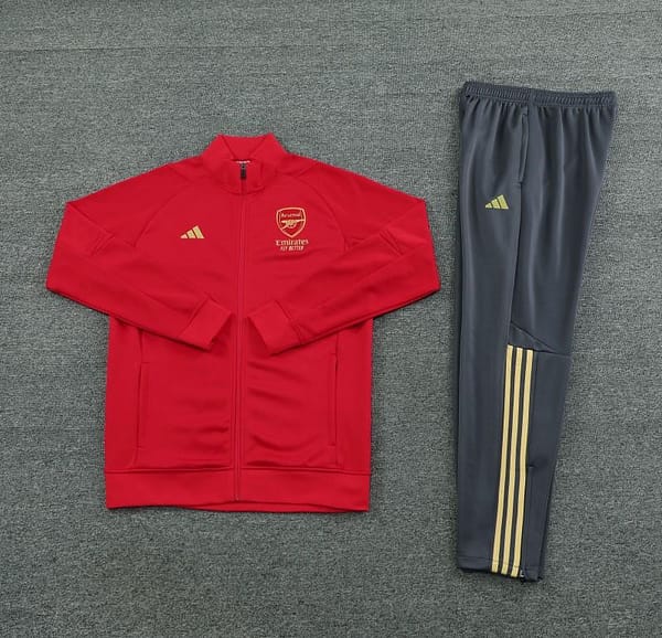 23/24 Arsenal Red Full Zipper Jacket+Pants - Image 3