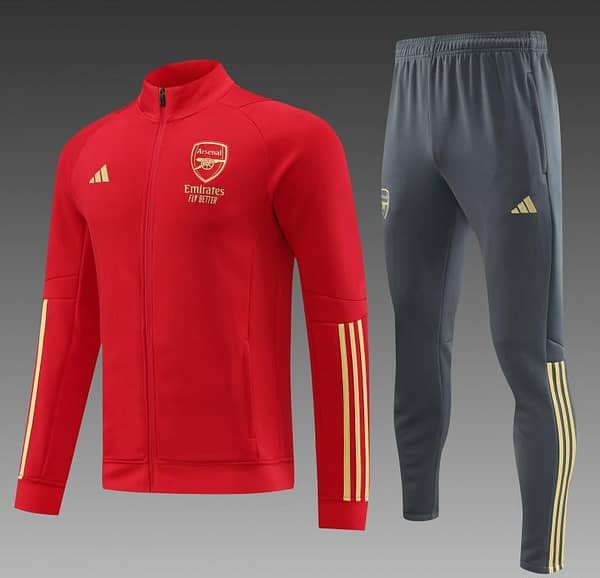 23/24 Arsenal Red Full Zipper Jacket+Pants - Image 6