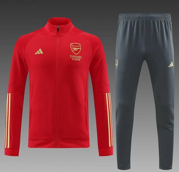 23/24 Arsenal Red Full Zipper Jacket+Pants - Image 7
