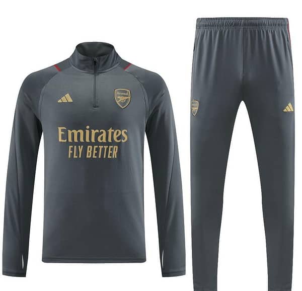 23/24 Arsenal Grey Half Zipper Jacket+Pants - Image 8