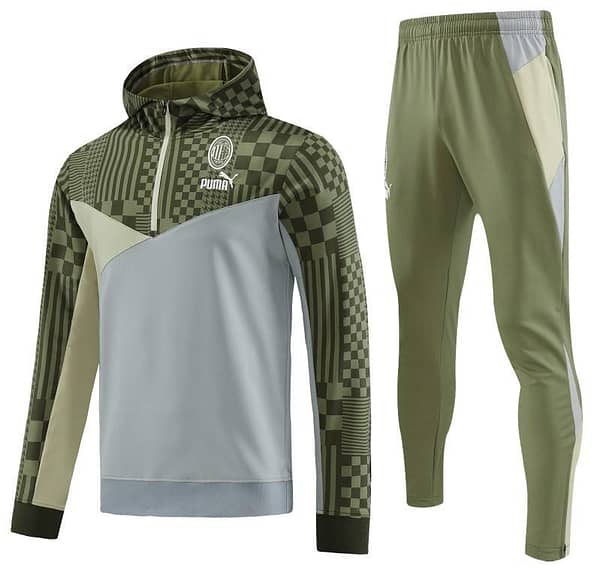 23/24 PUMA Green Grey Hoodie Half Zipper Jacket+Pants