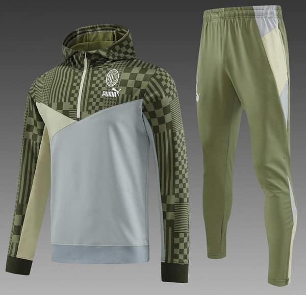 23/24 PUMA Green Grey Hoodie Half Zipper Jacket+Pants - Image 9