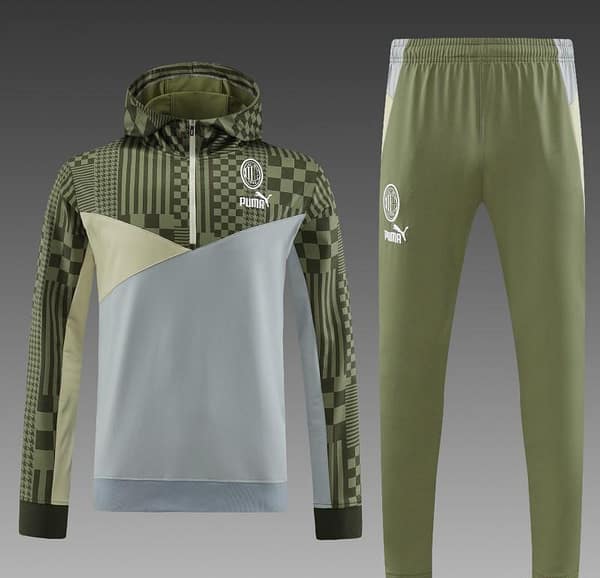 23/24 PUMA Green Grey Hoodie Half Zipper Jacket+Pants - Image 10