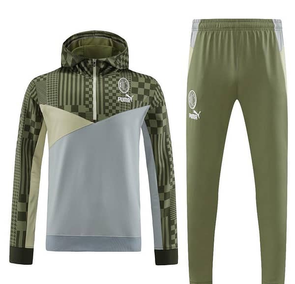 23/24 PUMA Green Grey Hoodie Half Zipper Jacket+Pants - Image 11