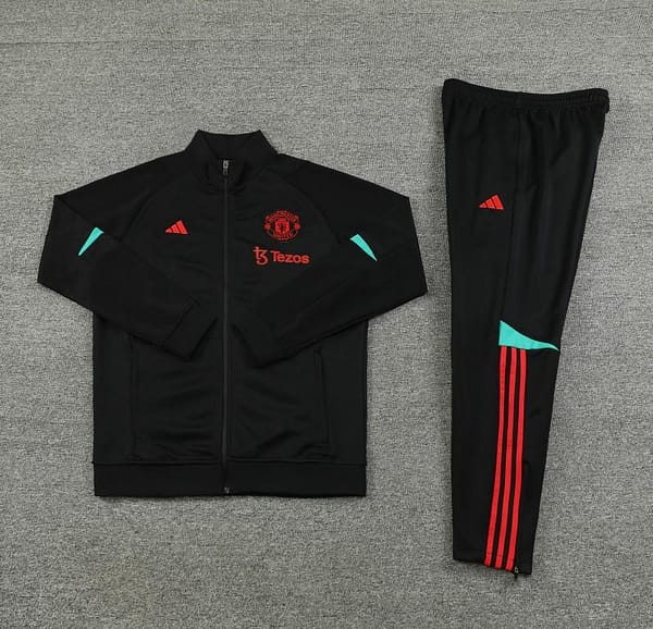 23/24 Manchester United Black Full Zipper Jacket+Pants - Image 4