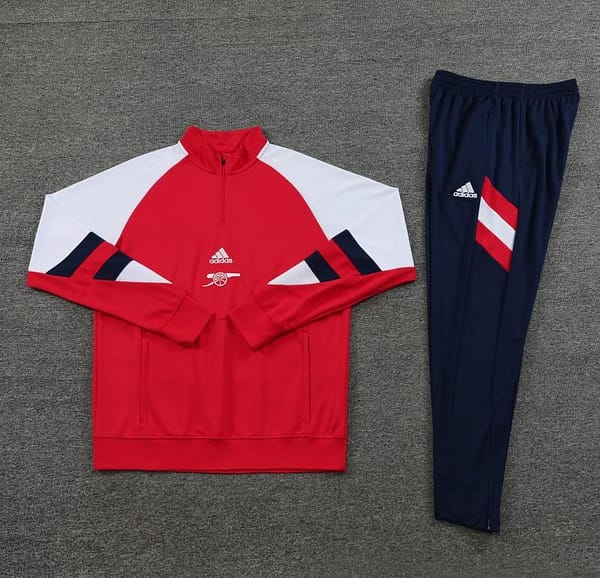 23/24 Arsenal Red/White Half Zipper Jacket+ Pants - Image 6